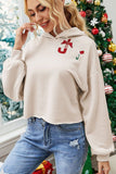 WOMEN CUTE PRINTING HOODED SHORT PULLOVER