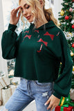 WOMEN CHRISTMAS PRINTED SHORT HOODIE PULLOVER