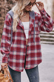 WOMEN FLANNEL PLAID HOODIE SHACKET