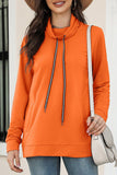 WOMEN DRAWSTRING HIGH NECK PULLOVER HOODIE