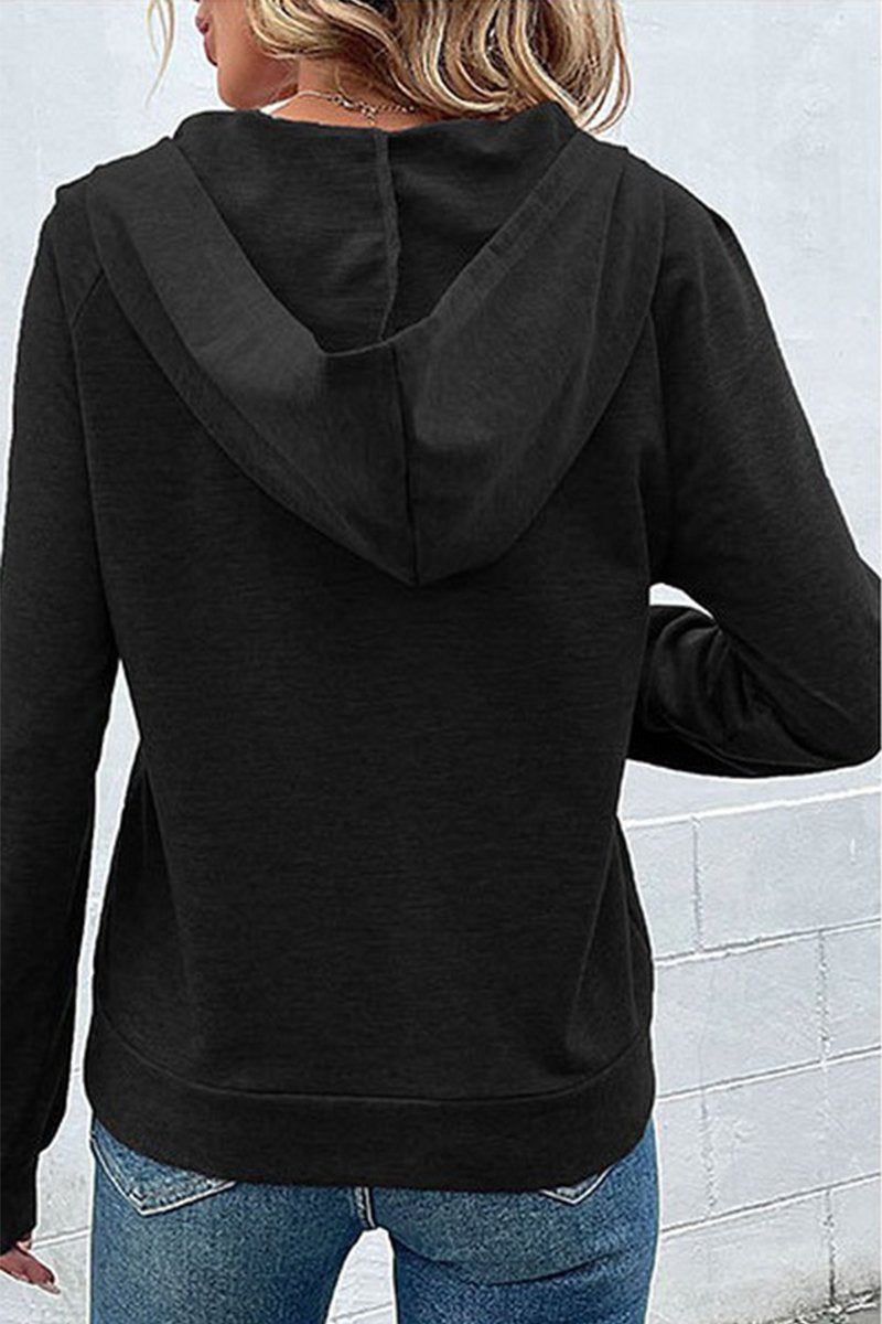 WOMEN BUTTON UP NECK PULLOVER HOODIE