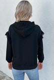 WOMEN LACED FRILL HOODIE WITH KANGAROO POCKET