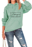 WOMEN LETTER PRIITNG LONG SLEEVE PULLOVER HOODIE