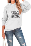 WOMEN LETTER PRINTING LONG SLEEVE PULLOVER HOODIE