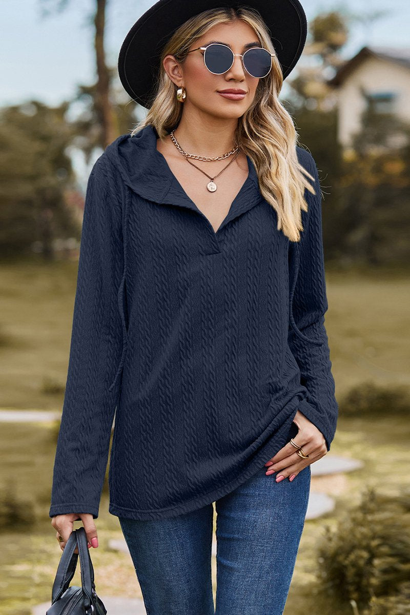 WOMEN LONG SLEEVE LIGHTWEIGHT PULLOVER HOODIE