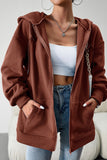 WOMEN OVERSIZED LOOSE FIT ZIP UP HOODIE JACKET