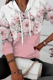 WOMEN ELEGANT FLORAL PRINTING HOODED PULLOVER