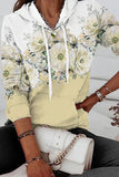 WOMEN ELEGANT FLORAL PRINTING HOODED PULLOVER