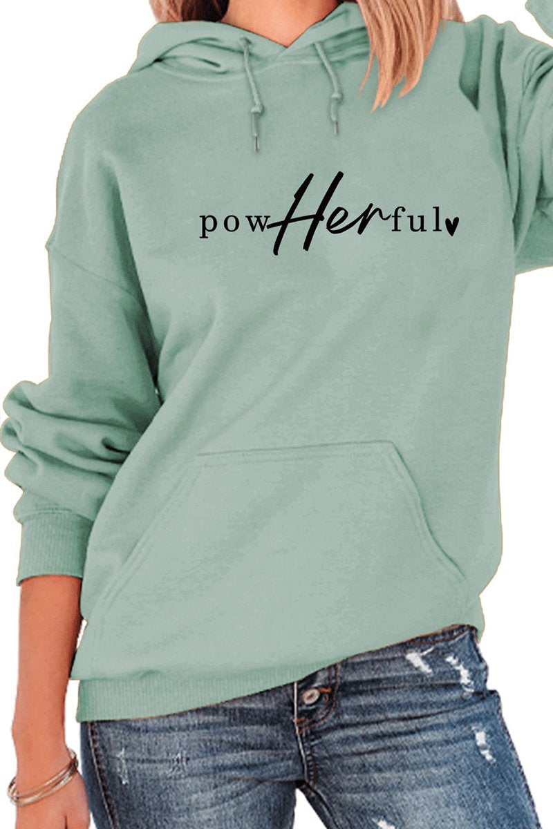 WOMEN FRONT AND BACK PRINTED CASUAL HOODIE TOP