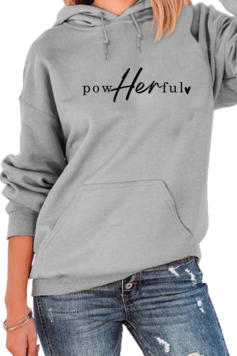 WOMEN FRONT AND BACK PRINTED CASUAL HOODIE TOP