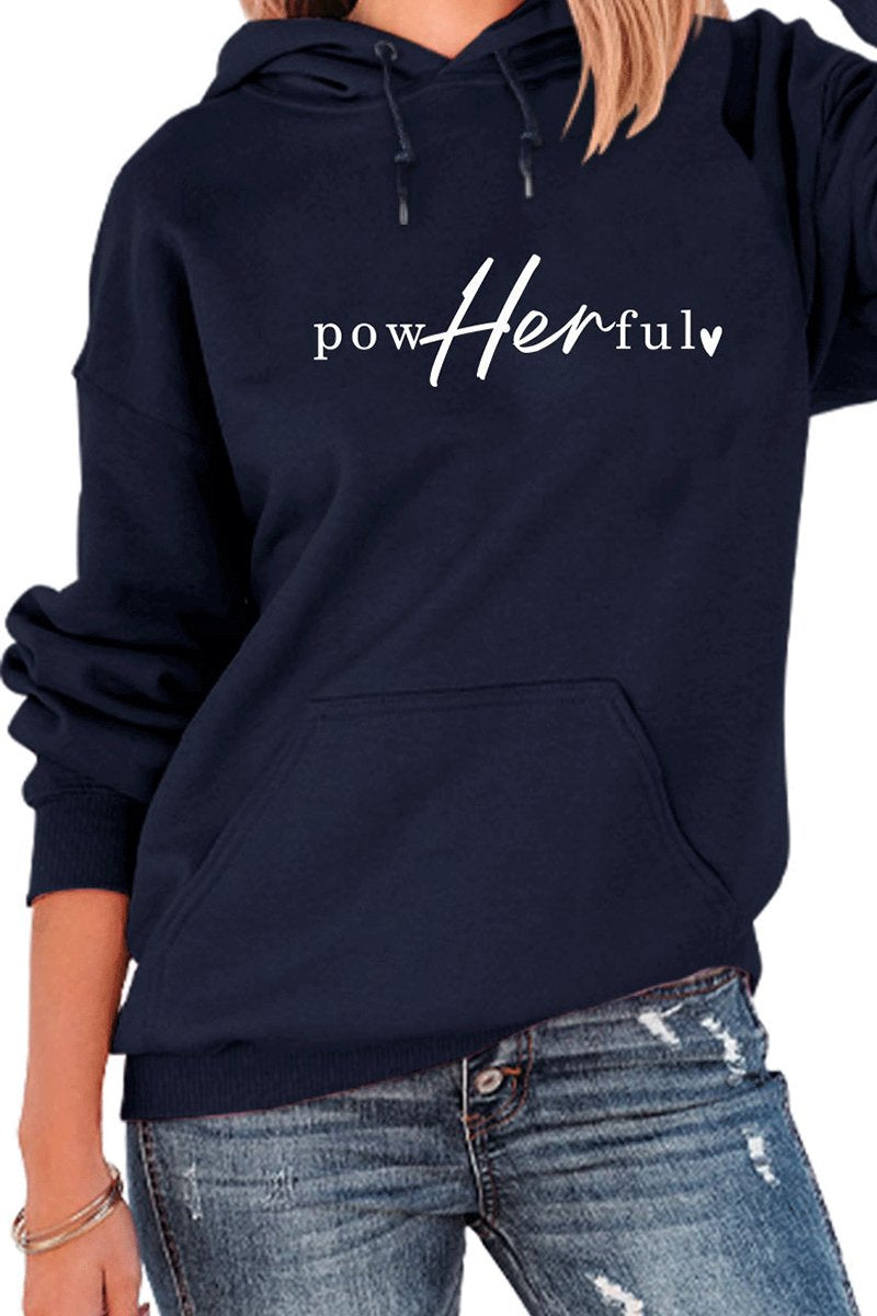 WOMEN FRONT AND BACK PRINTED CASUAL HOODIE TOP