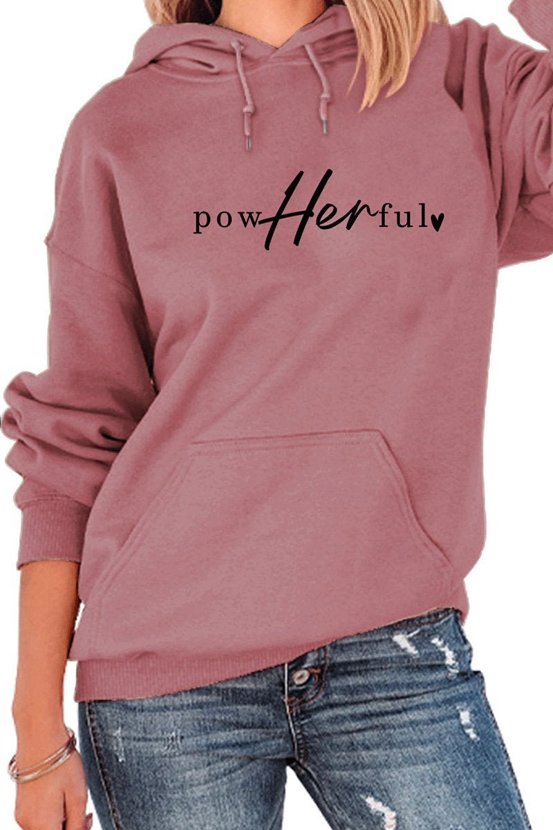 WOMEN FRONT AND BACK PRINTED CASUAL HOODIE TOP