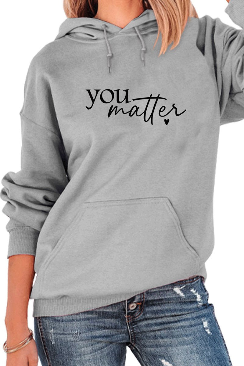 WOMEN MINIMALIST PRINTING CASUAL PULLOVER HOODIE