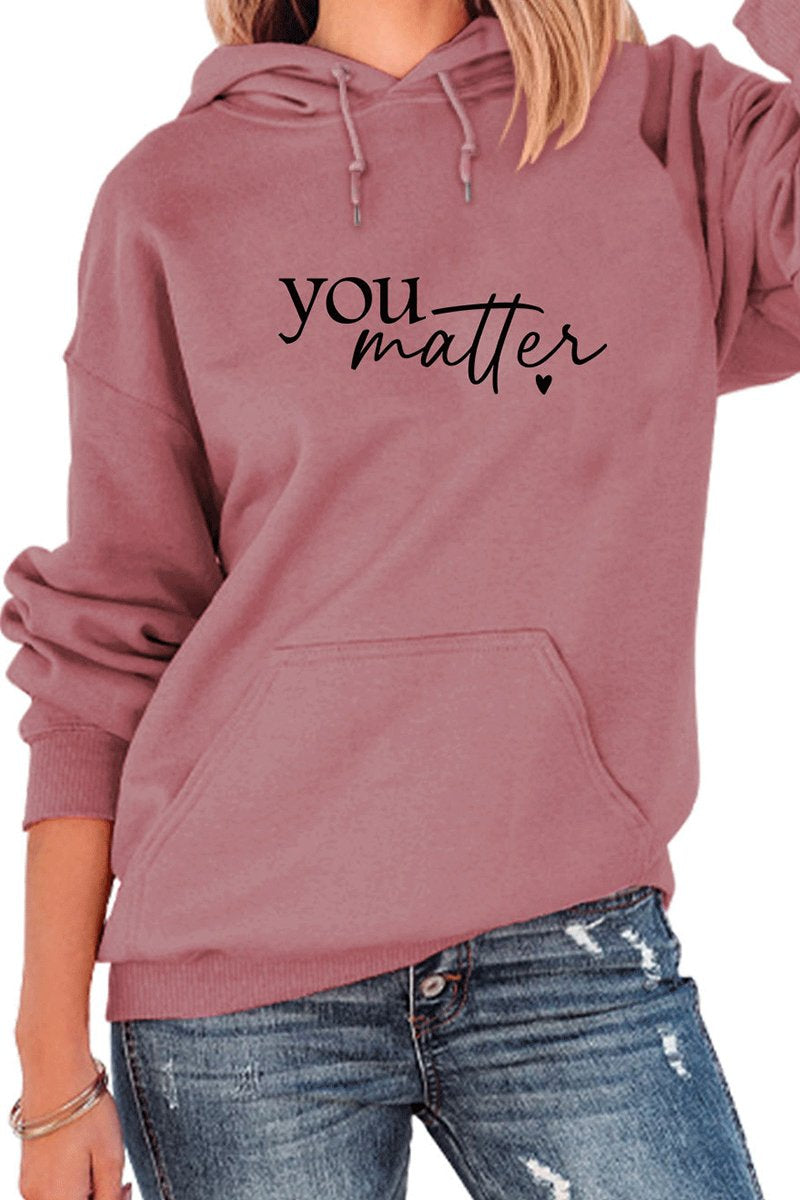 WOMEN MINIMALIST PRINTING CASUAL PULLOVER HOODIE