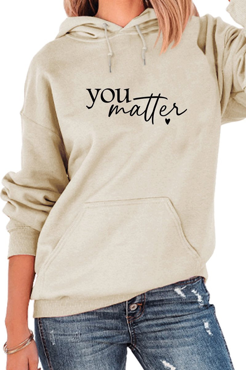 WOMEN MINIMALIST PRINTING CASUAL PULLOVER HOODIE