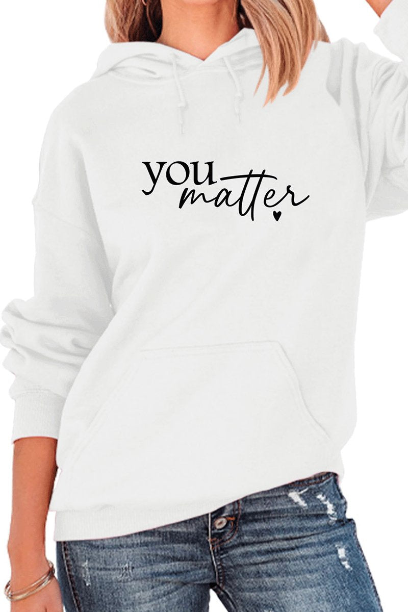 WOMEN MINIMALIST PRINTING CASUAL PULLOVER HOODIE