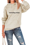 WOMEN SIMPLICITY PRINT DRAWSTRING CASUAL HOODIES