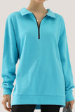 WOMENS OVERSIZED HALF ZIP PULLOVER LONG SLEEVE SWEATSHIRT QUARTER ZIP HOODIE SWEATER