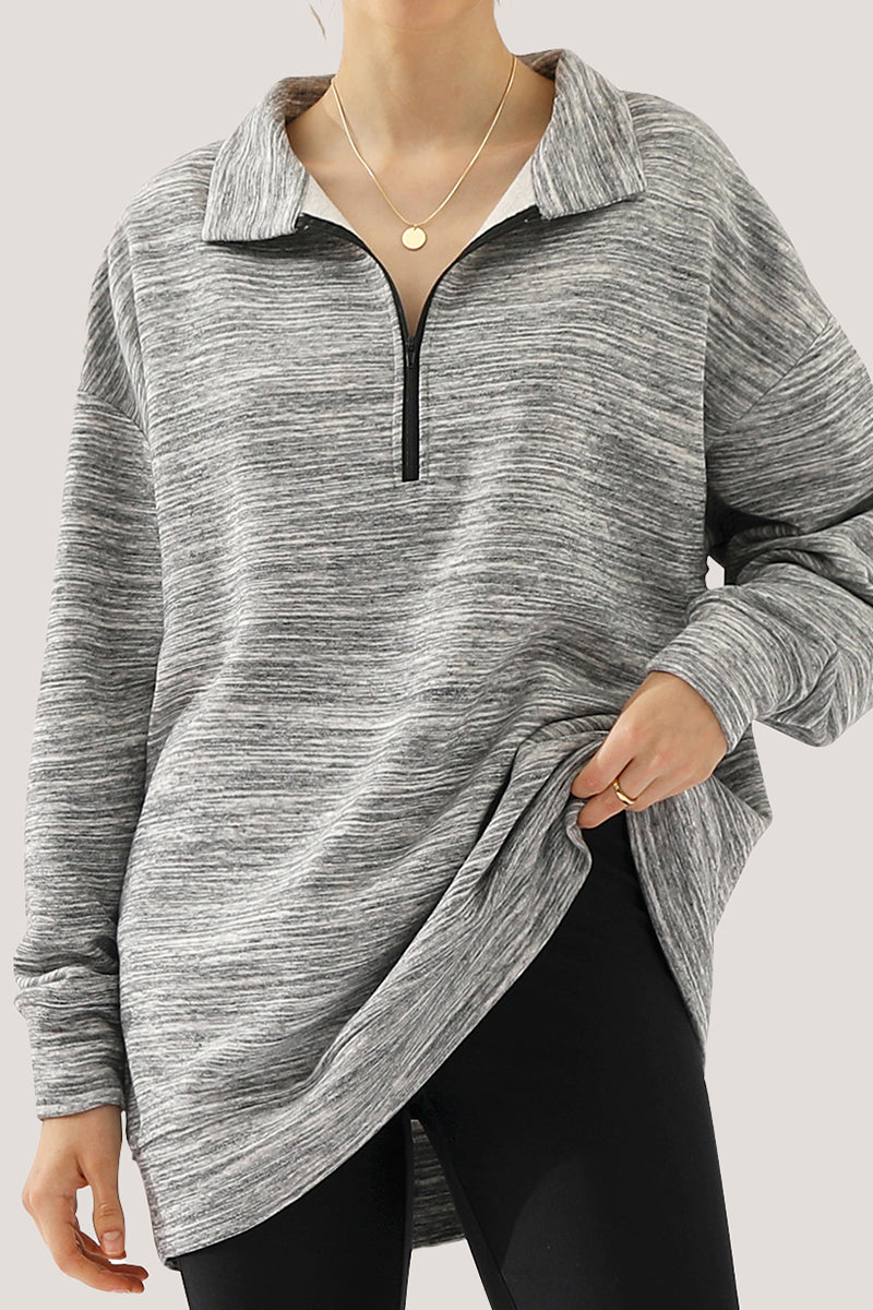 WOMENS OVERSIZED HALF ZIP PULLOVER LONG SLEEVE SWEATSHIRT QUARTER ZIP HOODIE SWEATER