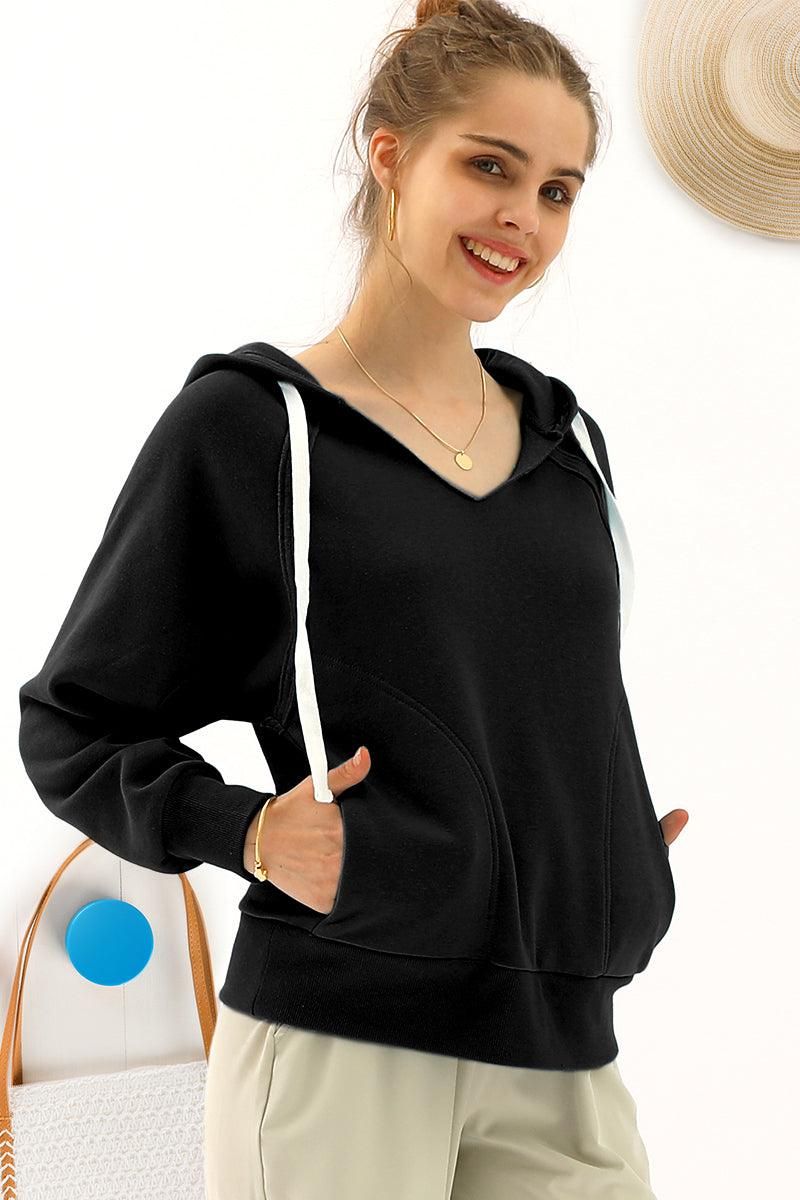 HOODIE SWEATSHIRT DRAWSTRING WITH FRONT POCKETS - Doublju