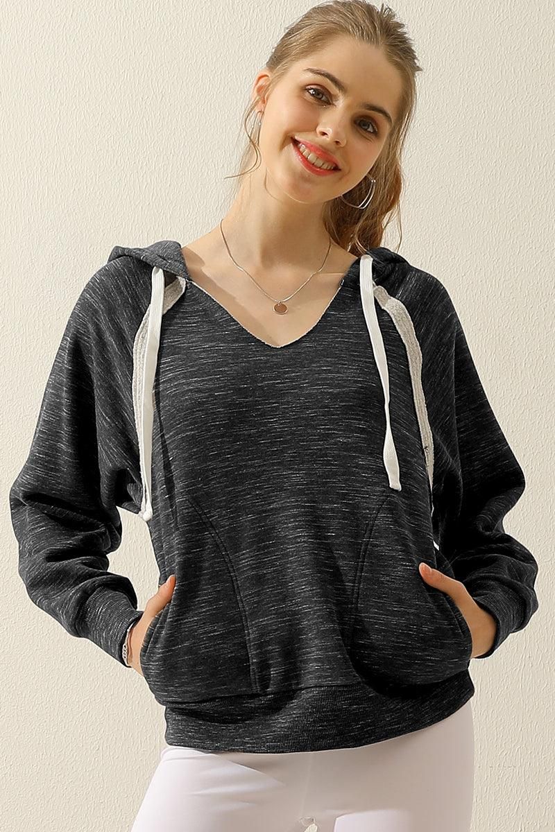 HOODIE SWEATSHIRT DRAWSTRING WITH FRONT POCKETS - Doublju