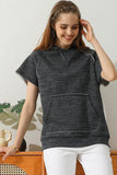 SHORT SLEEVE HOODIE SWEATSHIRT KANGAROO POCKET - Doublju