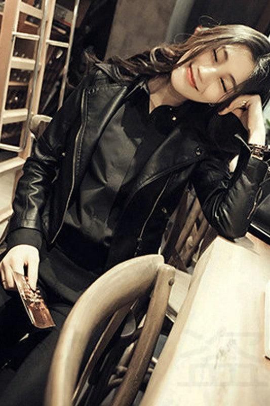 LEATHER SHORT JACKET - Doublju