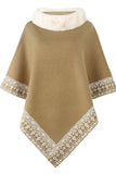 FUR COLLAR CAPE SHAWL JACKET - Doublju