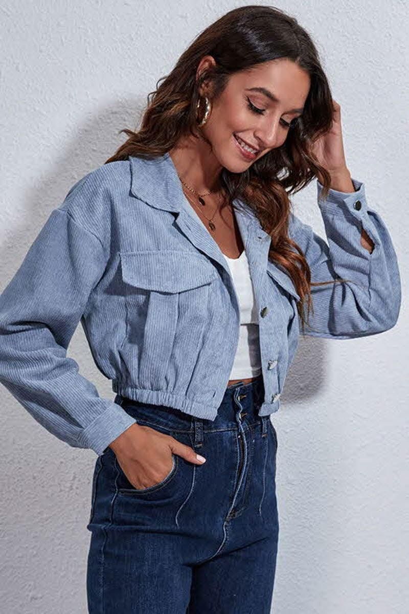 LONG SLEEVE LOOSE SHORT JACKET - Doublju