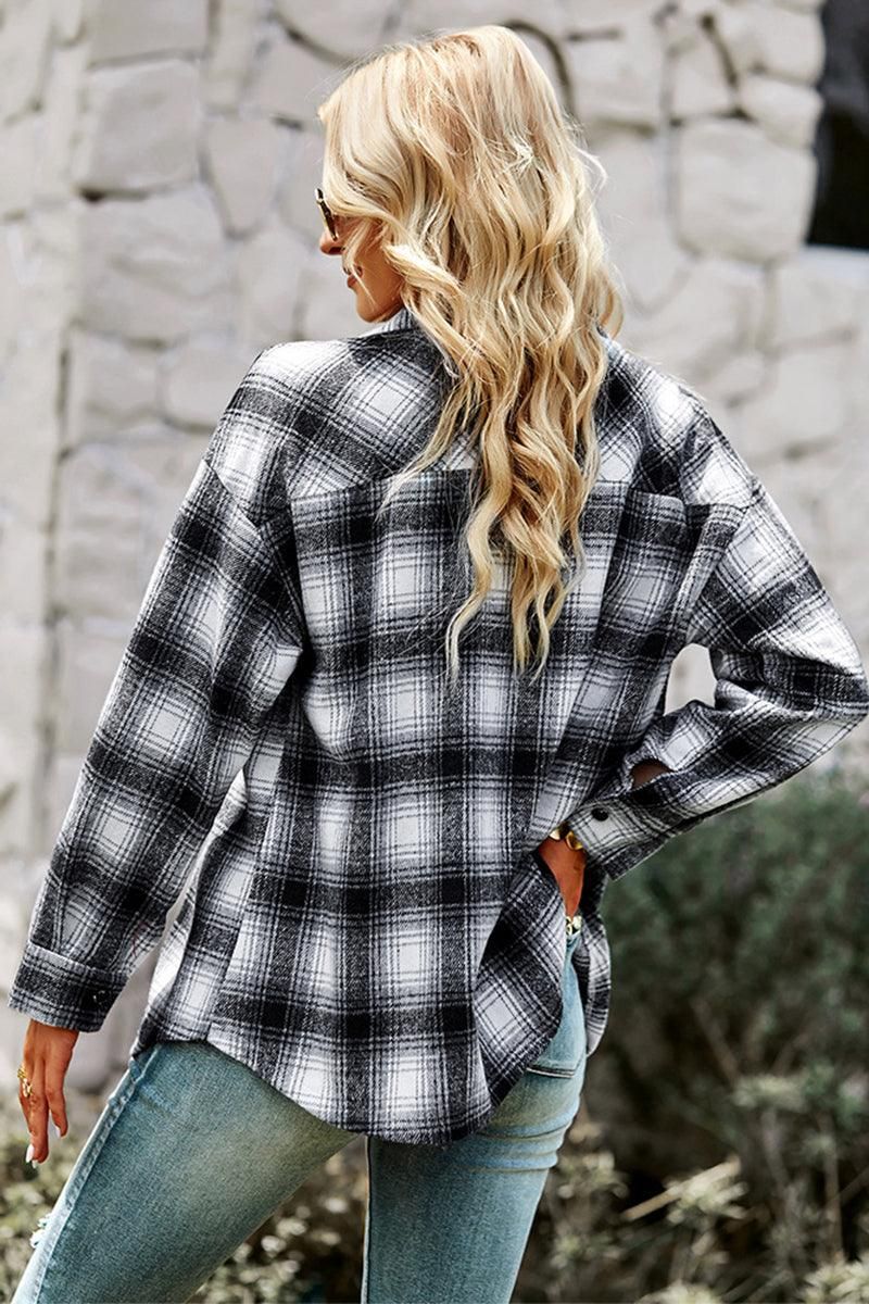 BUTTON DOWN CASUAL PLAID SHIRTS - Doublju