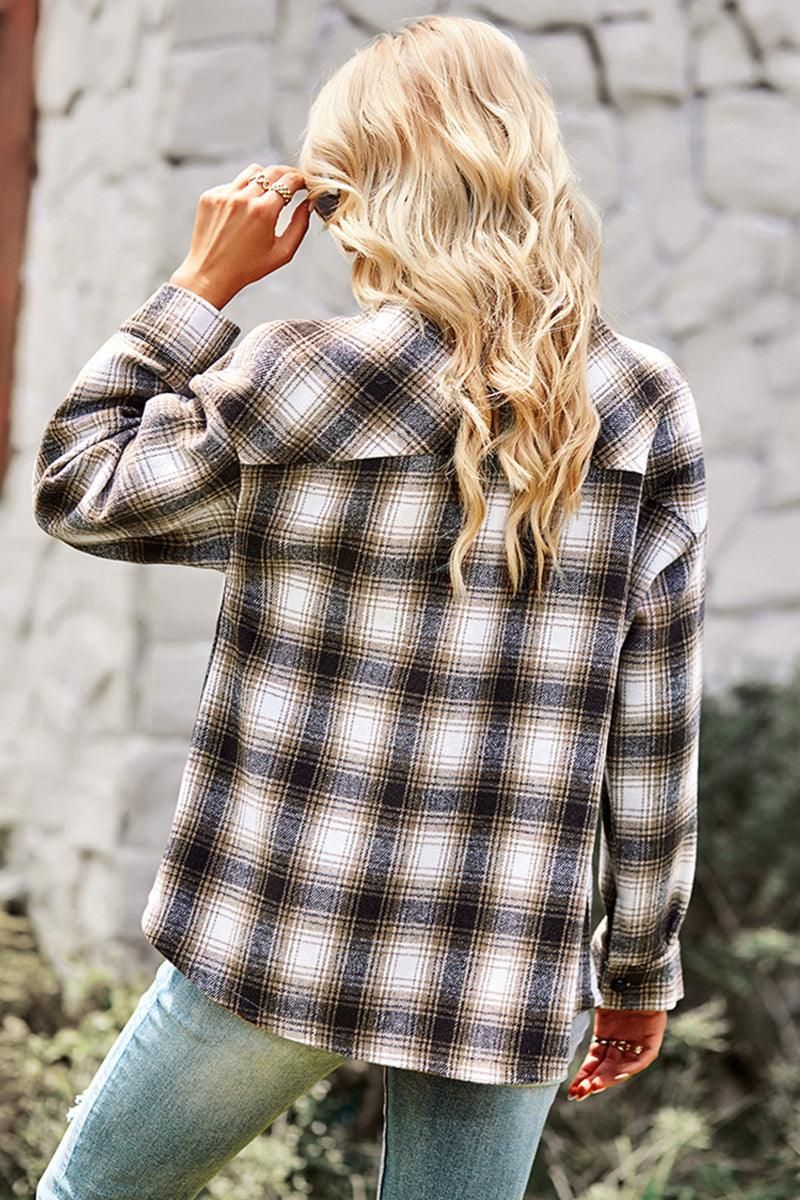 BUTTON DOWN CASUAL PLAID SHIRTS - Doublju