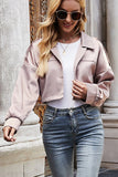 WOMEN BUTTON UP SHORT LAPEL CROP JACKET