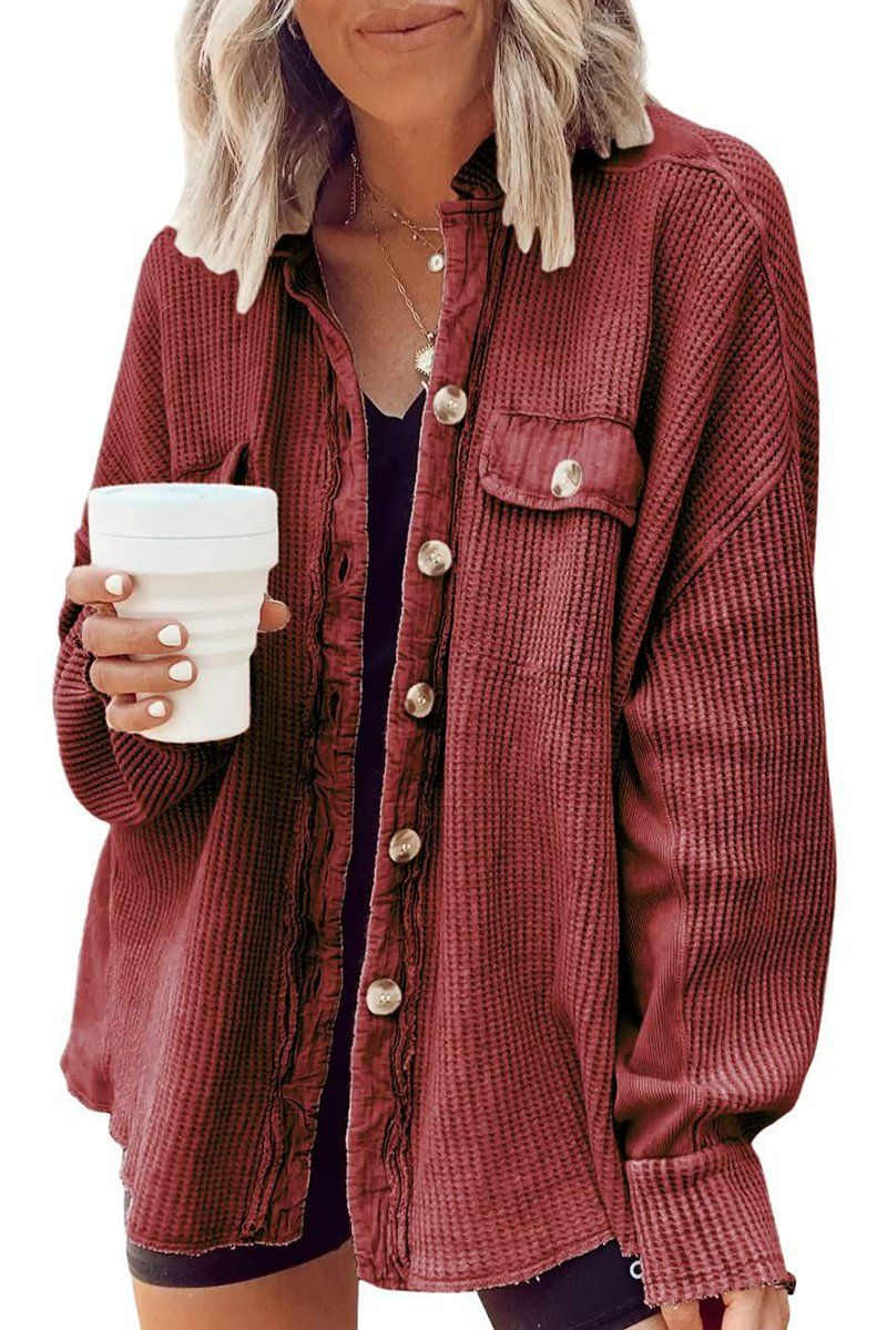 WOMEN CORDUROY BUTTON UP OVERSIZED SHACKET