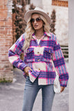 WOMEN BUTTON PLAID JACKET WITH POCKETS