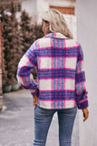 WOMEN BUTTON PLAID JACKET WITH POCKETS