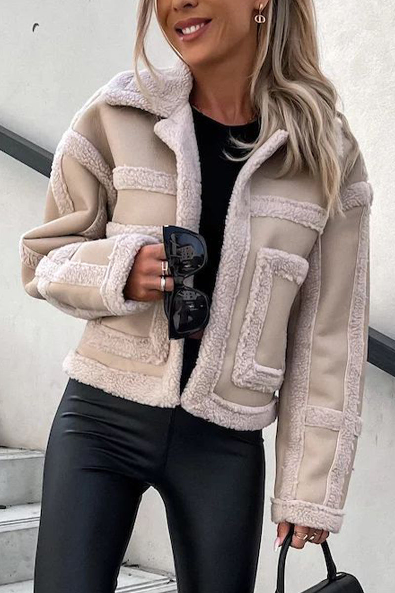 WOMEN PLUSH WARM FALL WINTER LAPEL JACKET