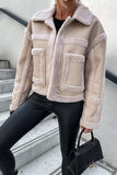 WOMEN PLUSH WARM FALL WINTER LAPEL JACKET