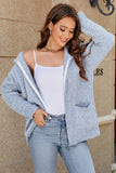 WOMEN KNITTED ZIP UP JACKET WITH POCKETS