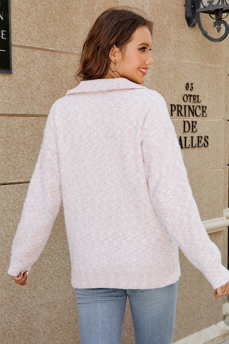 WOMEN KNITTED ZIP UP JACKET WITH POCKETS