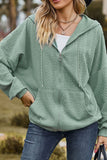 WOMEN TWIST CABLE STITCHED ZIP UP HOODIE JACKET