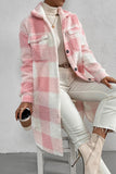 WOMEN WINTER PLAID PLUSH LONG FLEECE JACKET