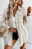 WOMEN LONG SLEEVE PLAID PATTERN CASUAL SHACKET