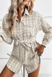 WOMEN LONG SLEEVE PLAID PATTERN CASUAL SHACKET