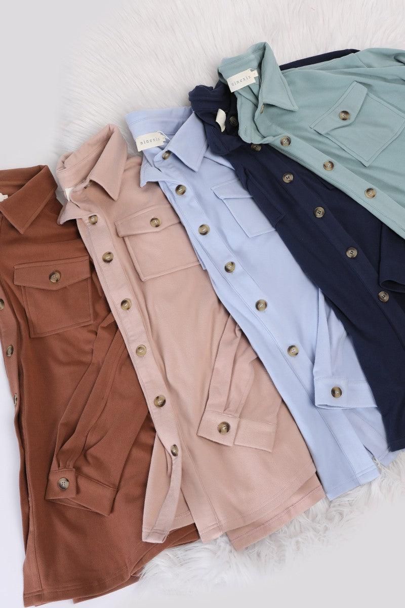 SOFT WARM OVER SHIRTS BUTTON DOWN JACKET SHACKET - Doublju