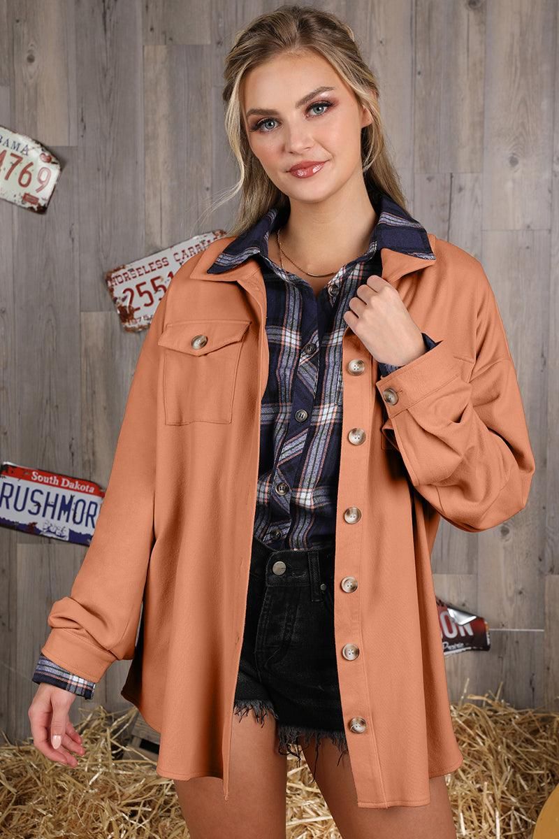 SOFT WARM OVER SHIRTS BUTTON DOWN JACKET SHACKET - Doublju