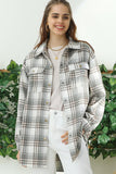 FLANNEL PLAID JACKET SHACKET WITHOUT SIDE POCKET - Doublju