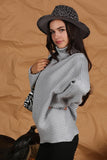 CORDUROY TURTLE NECK LOOSE SLEEVE PULLOVER - Doublju