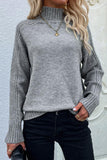 TURTLE NECK LONG SLEEVE CASUAL SWEATER - Doublju