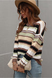 COLORED STRIPE KNIT SWEATER TOP - Doublju