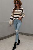 COLORED STRIPE KNIT SWEATER TOP - Doublju